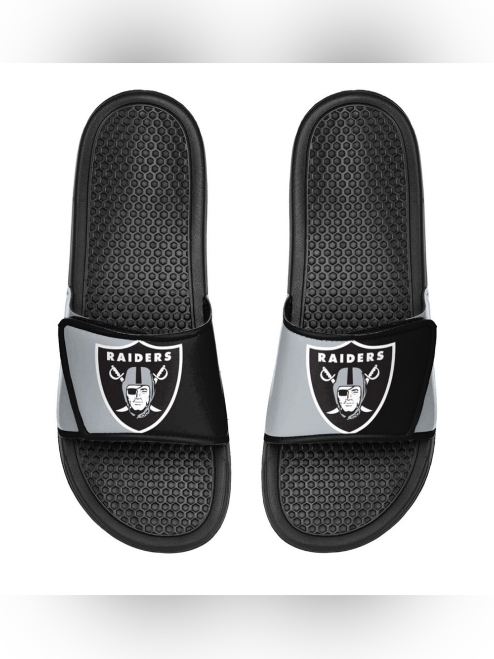 Las Vegas Raiders FOCO Youth Colorblock Big Logo Slide Sandals Size M 13-1